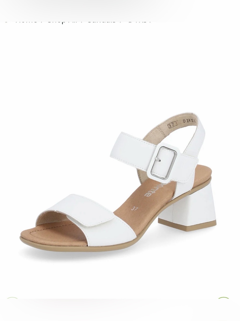 Remonte White Leather Sandals with Adjustable Straps, Block Heel